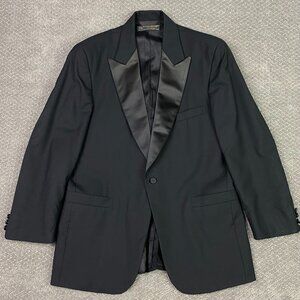 Vintage Brooks Brothers Tuxedo Jacket Blazer Dinner Mens 40R Fits 40S Black Wool